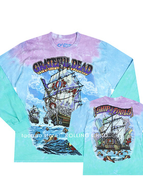 正版Grateful Dead感恩而死乐队vintage摇滚长袖扎染T恤a官方现行