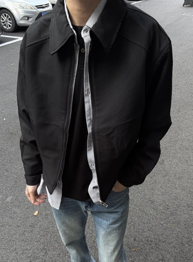 LEFT7 春季短款翻领boxy夹克男韩版cleanfit宽松简约纯色外套潮流