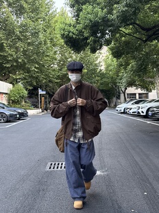 05PSYT美式 褲 男女解構設計直筒寬松休閑長褲 復古法蘭工藍水洗工裝