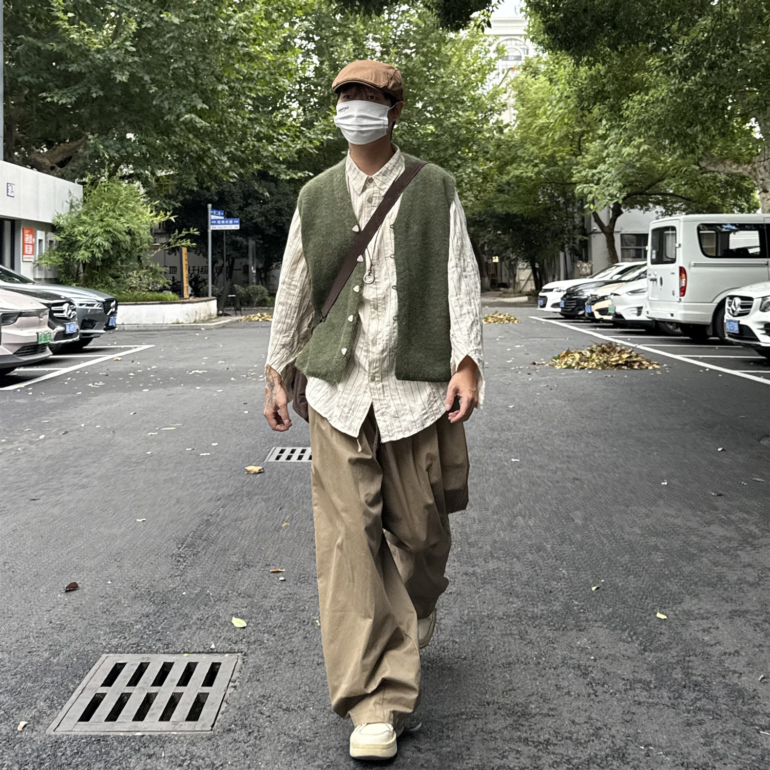 05PSYT美式复古cleanfit短款羊毛混纺针织马甲男女开衫背心外套秋