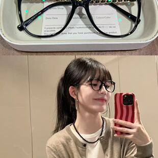 小香眼镜3408平替镜框淡金色编织镜腿百搭小黑框近视防蓝光眼镜