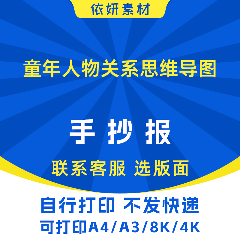 童年人物关系思维导图手抄报初中小学生电子小报模板黑白线稿打印