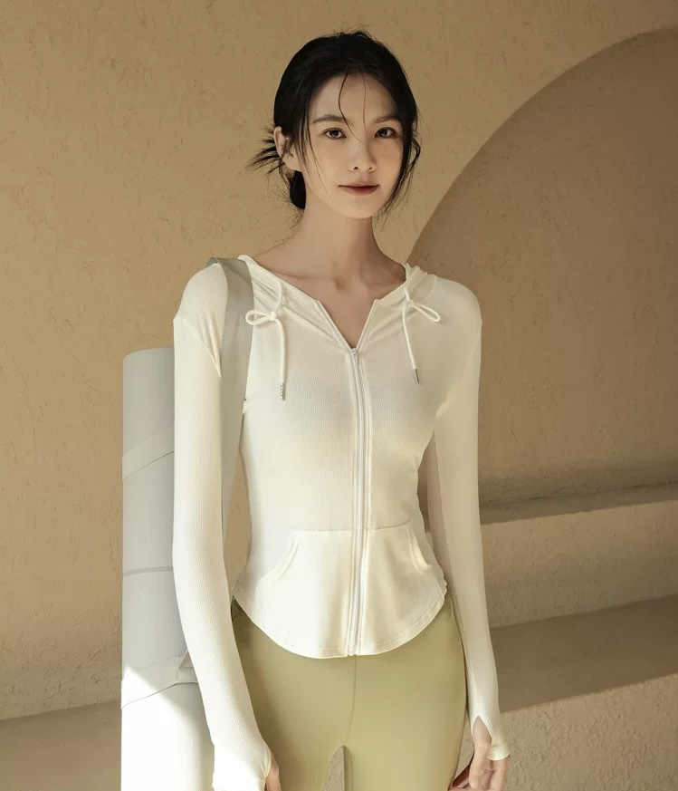 清仓处理瑜伽服运动上衣女修身显瘦速干长袖休闲外套连帽健身衣服