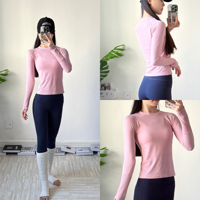 春秋瑜伽服长袖女专业健身上衣普拉提运动t恤修身显瘦打底衫外穿