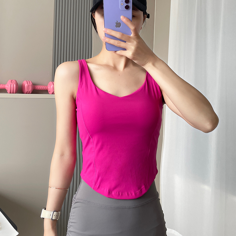 运动内衣女夏季美背防震瑜伽服背心固定杯外穿普拉提训练健身文胸