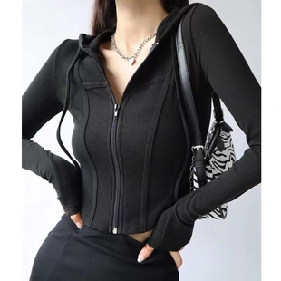 健身外套女连帽开衫 秋冬紧身速干上衣运动跑步训练显瘦瑜伽服长袖