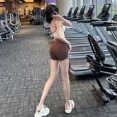 抽绳蜜桃提臀健身短裤 夏季 女新款 欧美瑜伽热裤 跑步运动三分裤 新品