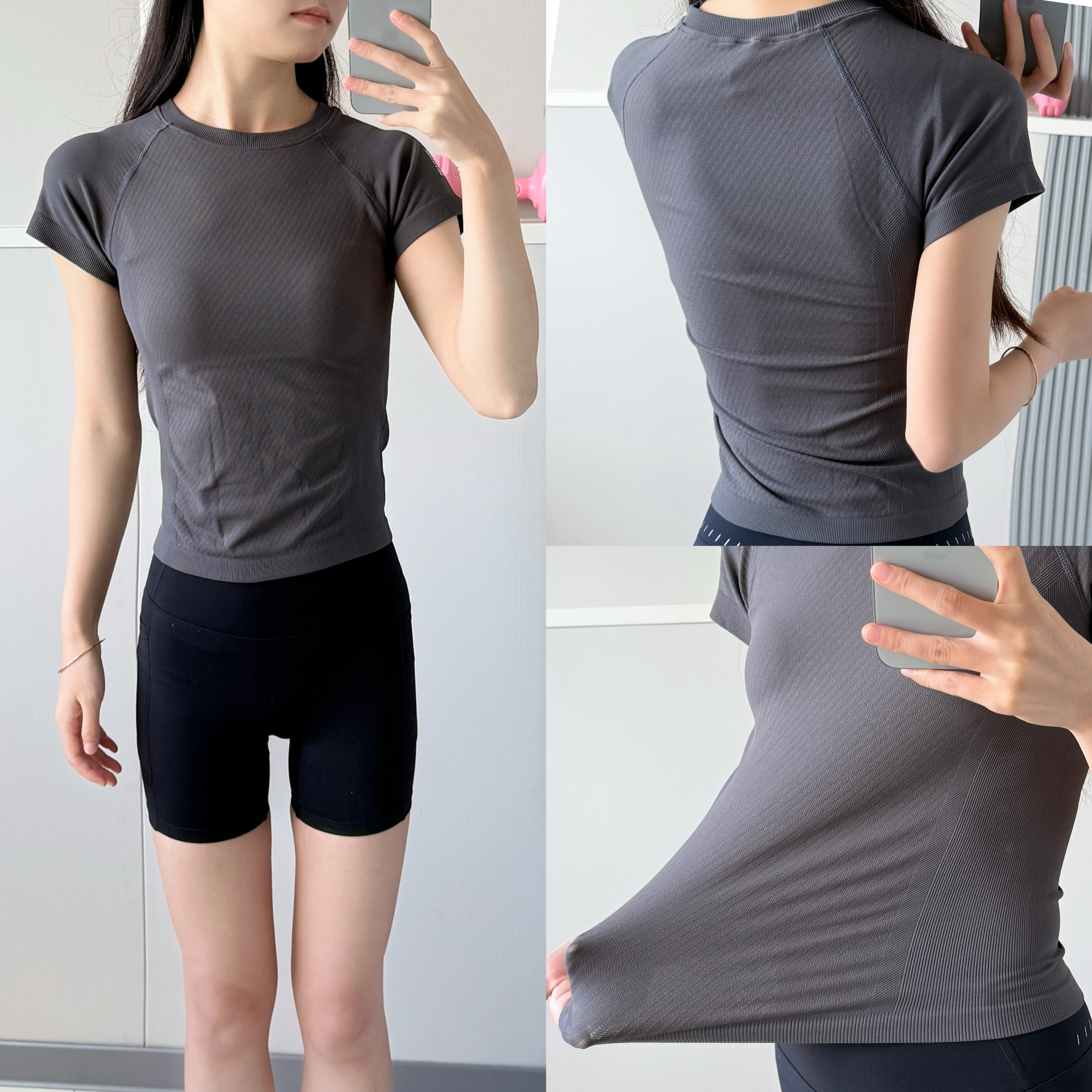 瑜伽服女短袖上衣紧身衣弹力速干透气t恤专业普拉提健身跑步训练