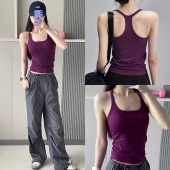 洋白菜带胸垫运动背心防震速干跑步内衣弹力工字吊带瑜伽服上衣