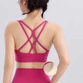 新款 运动内衣高强度防震瑜伽背心一体胸垫细肩带美背健身瑜伽套装