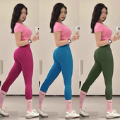 训练弹力跑步瑜伽裤 外穿高腰收腹新健身裤 女蜜桃提臀运动紧身长裤