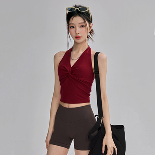 运动内衣女带胸垫防震外穿红色背心本命年普拉提训练瑜伽美背吊带