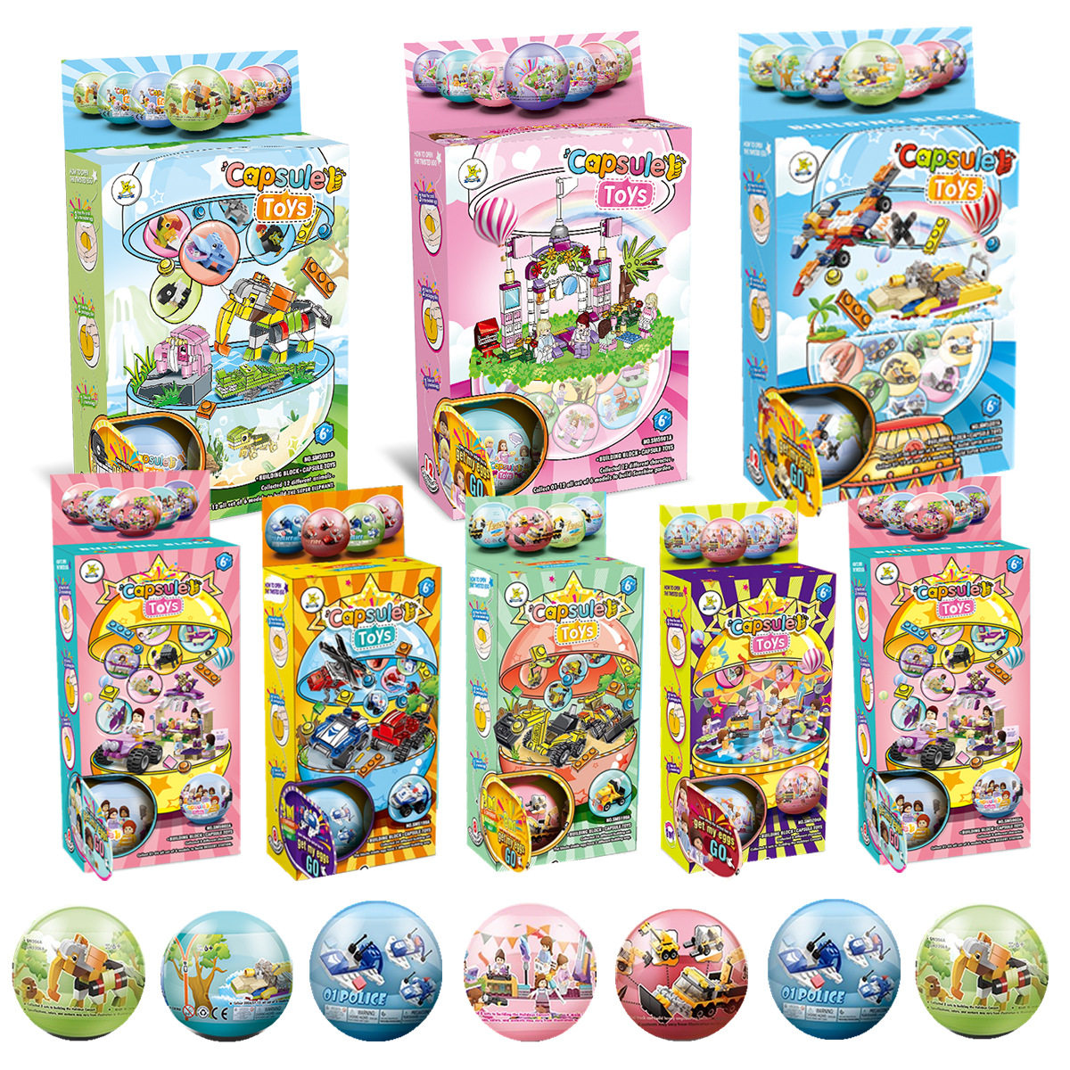 扭蛋盲盒动物益智力小颗粒积木拼装拼插玩具男女孩幼儿园圣诞礼物