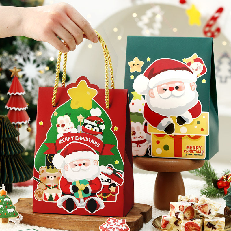 圣诞节礼盒包装糖果雪花酥曲奇饼干牛轧糖糯米船烘焙手提礼品袋子