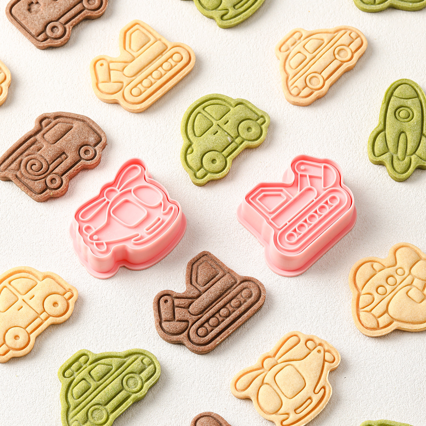 卡通小汽车饼干模具交通工具飞机挖掘机造型立体3d按压花烘焙磨具,厨房/烹饪用具,烘焙模具,淘宝优惠券,粉丝福利购,淘宝优惠卷