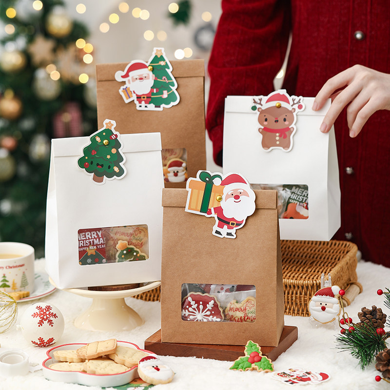 圣诞节饼干包装袋雪花酥牛轧太妃糖果糯米船烘焙打包装礼品空盒子
