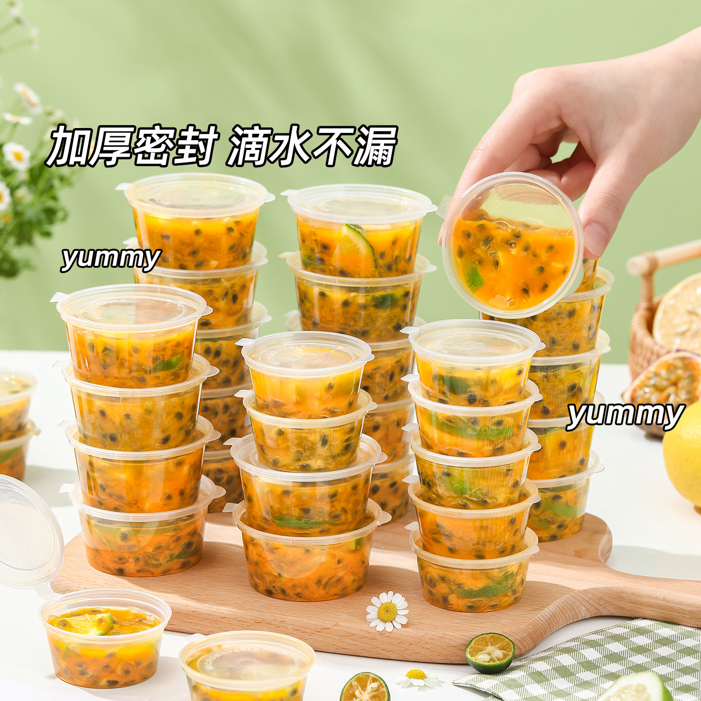 一次性冰格盒独立带盖果酱分盖盒打包小料柠檬果茶制冰密封小盒子