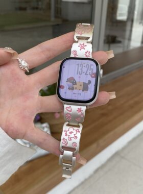 涂鸦腊肠狗金属表带适用11s10代苹果表带s9iwatch87se6小米9pro