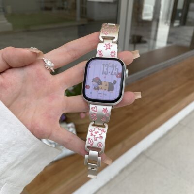 夏季新款涂鸦腊肠狗金属表带