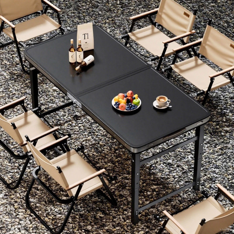 加固铝合金方管现代简约多功能桌户外折叠桌椅套装铝合金方管加固