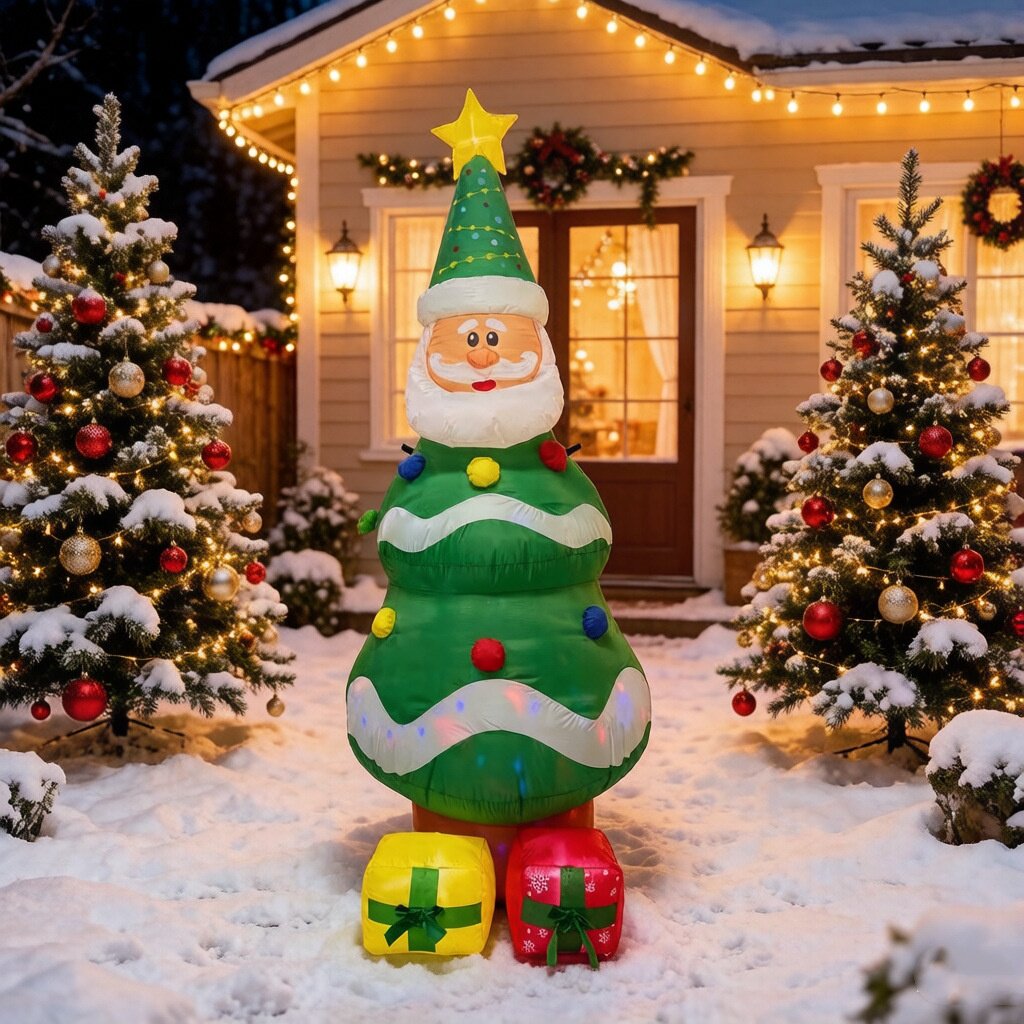 跨境圣诞节雪人圣诞树派对用品装饰布置道具充气气模庭院氛围商场