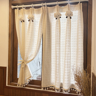 法式纱帘飘窗窗帘小窗户短款半帘遮挡咖啡厅厨房隔断门帘柜子遮丑