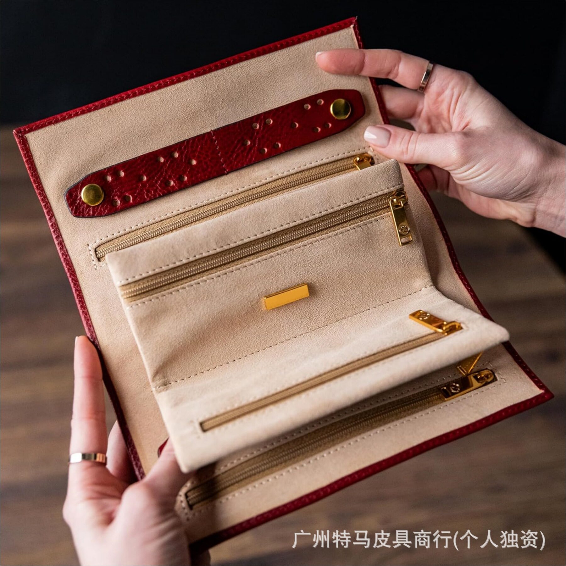 亚马逊热销真皮复古首饰卷 出行便携大容量防尘首饰收纳包收纳盒