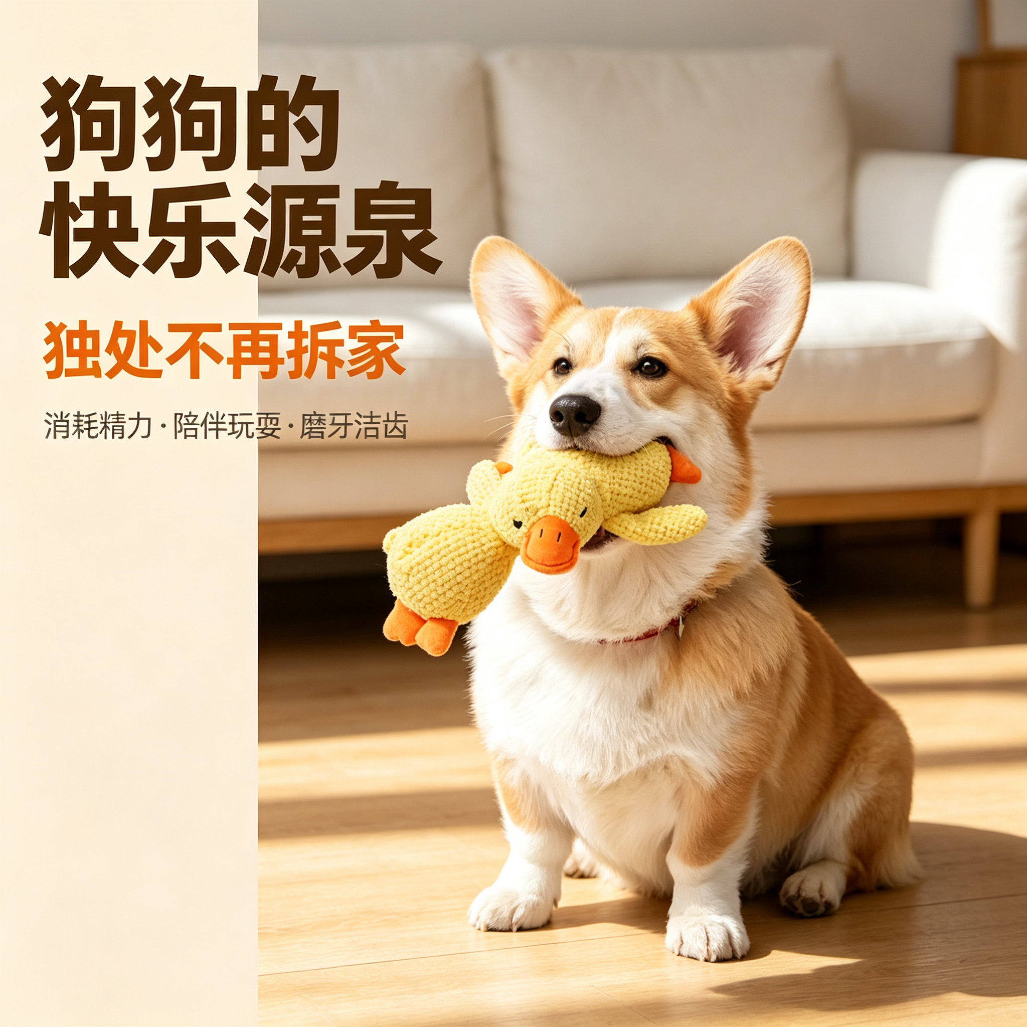 小鸭毛绒狗狗磨牙洁齿陪伴玩具