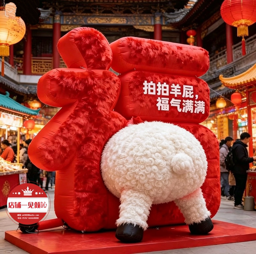 2027拍羊屁福字毛绒美陈互动装扮