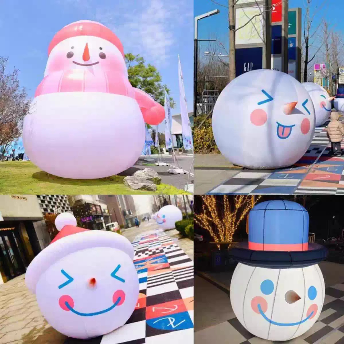 卡通可爱帽子雪人充气气模