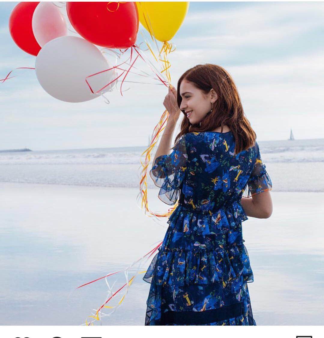 亏本回馈~韩国O2ND奥蔻湛蓝色大海印花不规则裙摆飘逸雪纺连衣裙