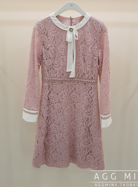 春韩国JJ JIGOTT恬静淑女气质优雅范珍珠蕾丝连衣裙gj3-a0-op15