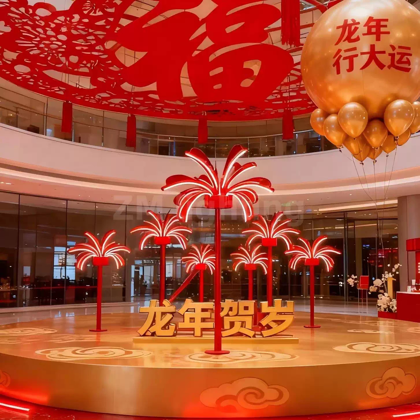 2026元旦景观景区装饰树花灯布置