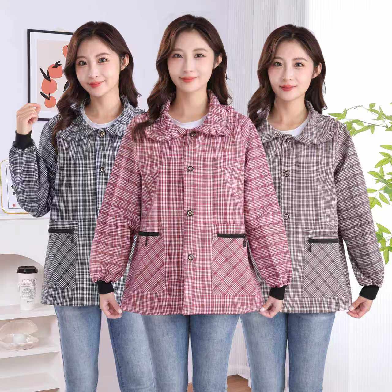 新款加厚棉布长袖短款围裙家用厨房干活上班罩衣耐脏时尚工作服女,家庭/个人清洁工具,围裙,淘宝优惠券,粉丝福利购,淘宝优惠卷