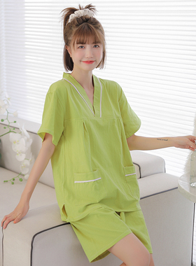 汗蒸服女款纯棉韩版大码情侣款家居睡衣男款全棉浴服桑拿服足疗服