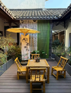 户外庭院竹桌椅组合竹椅子老式竹桌子户外方桌茶桌茶几竹制品家居