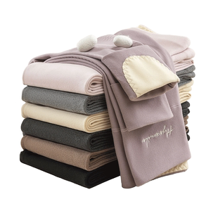 德绒护膝秋裤女内穿秋冬季加绒加厚无痕打底棉毛衬裤大码保暖线裤