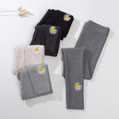 女外穿春秋季 加绒加厚棉九分长裤 薄款 黑色冬季 螺纹高腰大码 打底裤