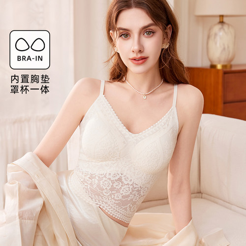 蕾丝吊带背心女带胸垫