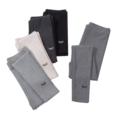 黑色螺纹打底裤薄款高腰大码