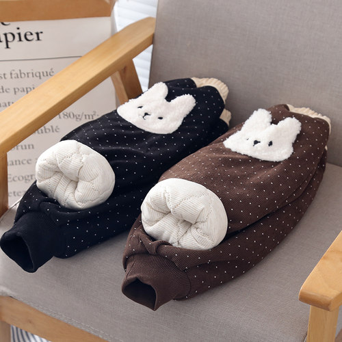 女童加绒加厚裤子洋气女宝宝运动裤一条过冬北方厚实儿童冬季棉裤