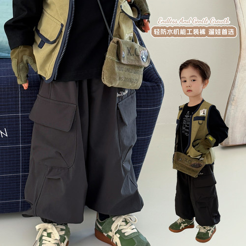 大小卷儿童工装裤秋季2026新款男童运动休闲卫裤春秋男孩秋装长裤
