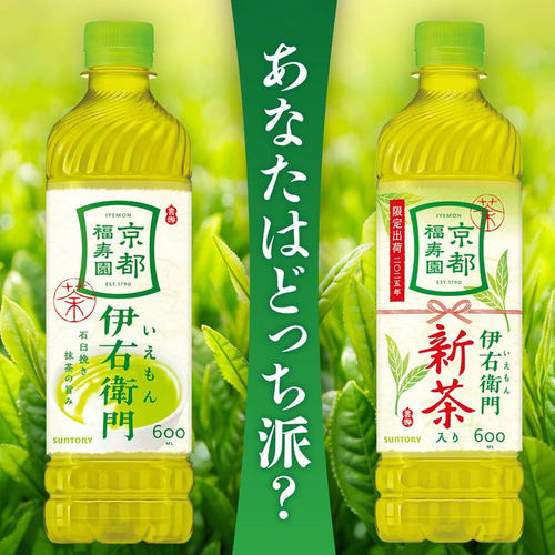 日本三得利Suntory伊右卫门限定新茶绿茶清新解腻茶饮料600ml