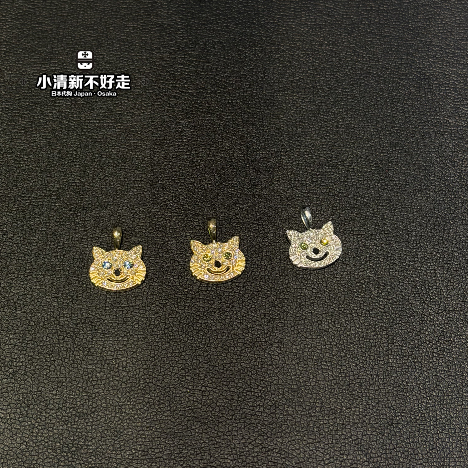 日本代购 Eyefunny 经典18K金满钻猫咪吊坠项链