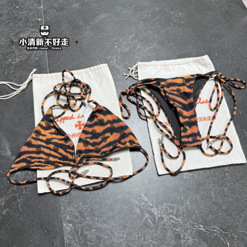 【现】日本专柜 Chrome hearts 克罗心 豹纹宝剑比基尼分体泳衣