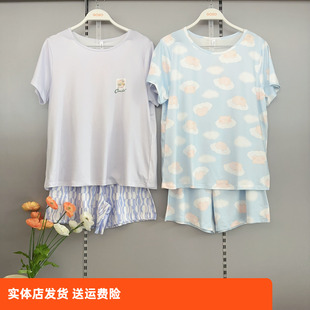 家居服套装 香蜜闺秀25203003女士睡衣夏季 短裤 针织牛奶丝短袖 薄款