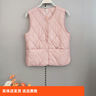 香蜜闺秀25427001女士羊毛气绒圆领开扣马甲保暖可内搭外搭抗静电