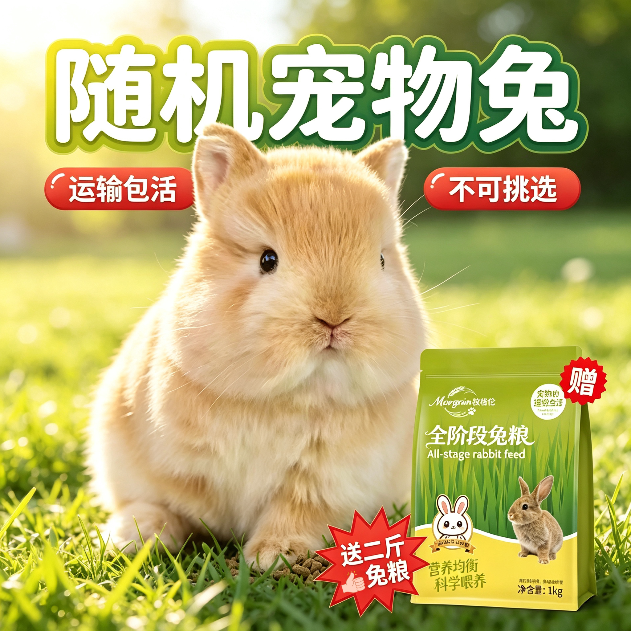 随机宠物兔活体 迷你侏儒垂耳猫猫兔 运输包活 下单送二斤兔粮