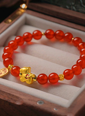 儿童手链马年本命年红色玛瑙手串轻奢小众精致新年礼物创意小礼品
