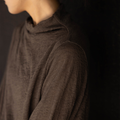 慢慢变蓝原创 轻薄保暖纯羊毛打底衫 高领堆堆领秋冬内搭叠穿女